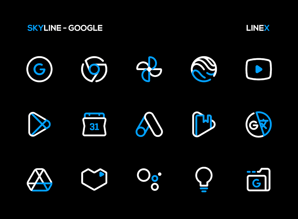 SkyLine Icon Pack: LineX Blue