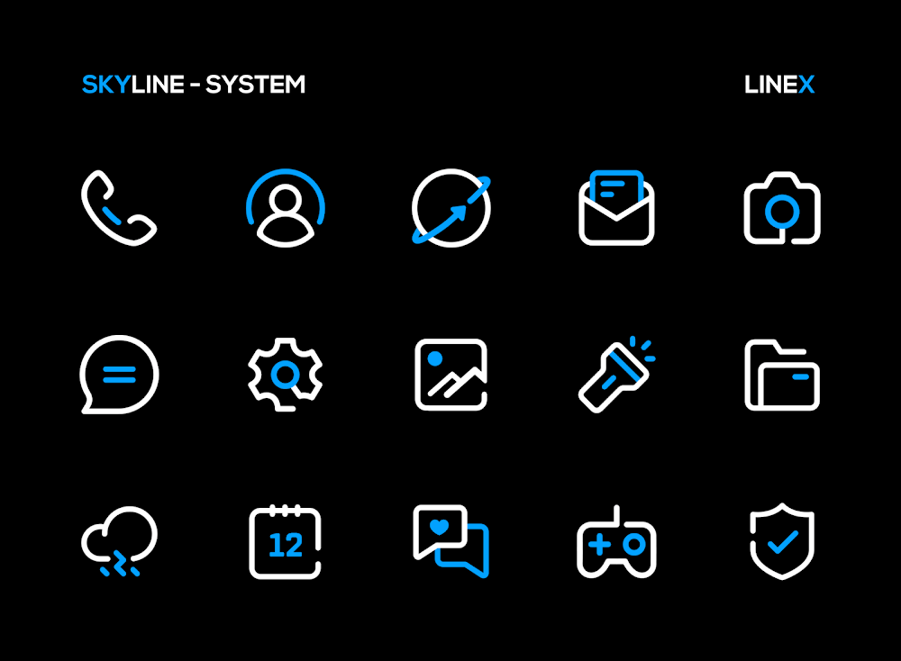SkyLine Icon Pack: LineX Blue