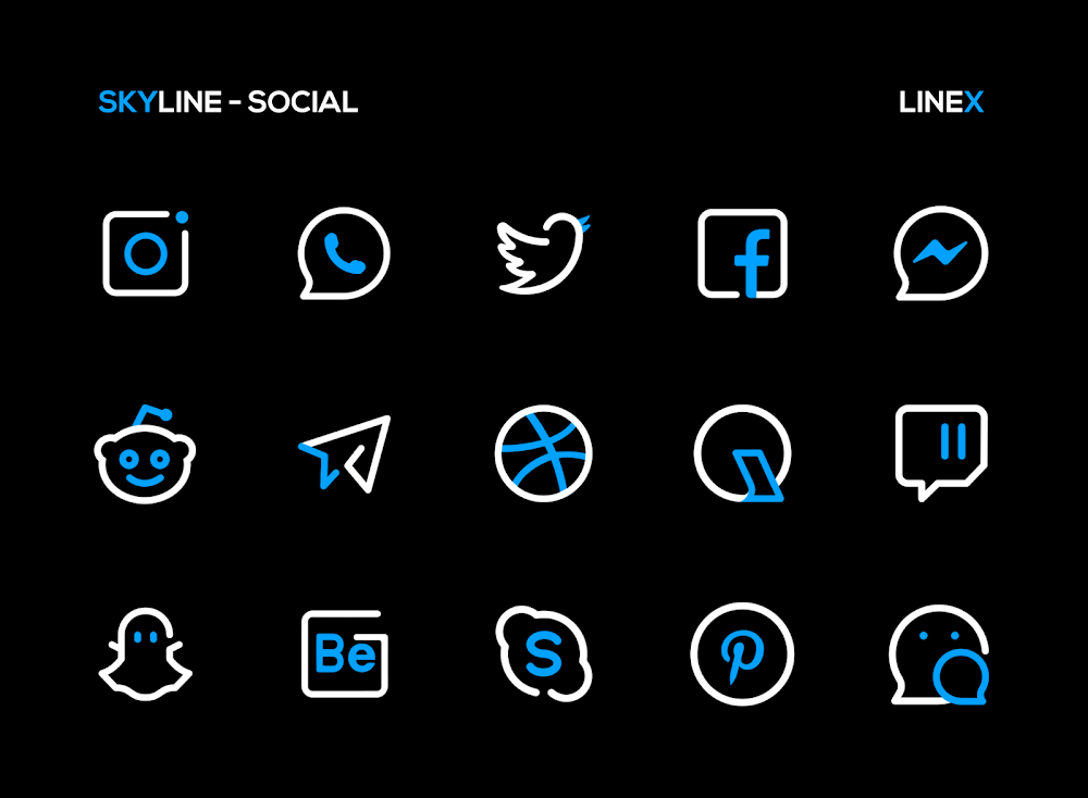 SkyLine Icon Pack: LineX Blue