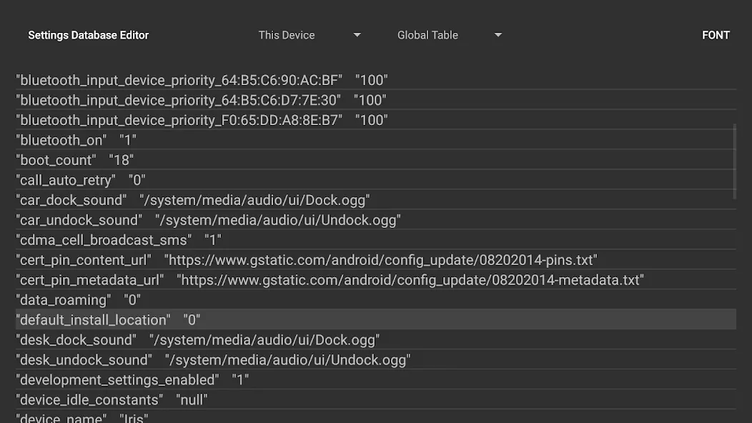 4A Settings Database Editor