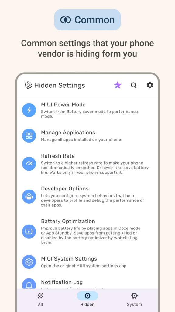 MIUI Hidden Settings