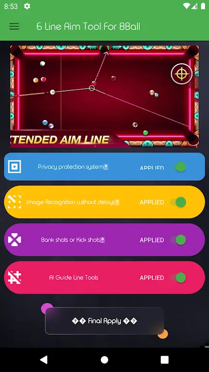 6 Long Line Aim Tool for 8 Ball 6 Long Line Aim Tool for 8 Ball
