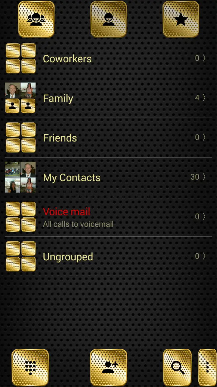 Dialer Theme Metal Gold Dots Dialer Theme Metal Gold Dots