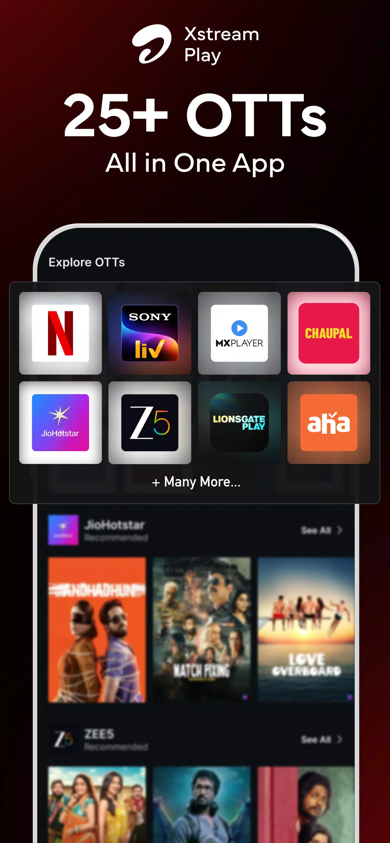 Airtel Xstream Play:25+ OTTs