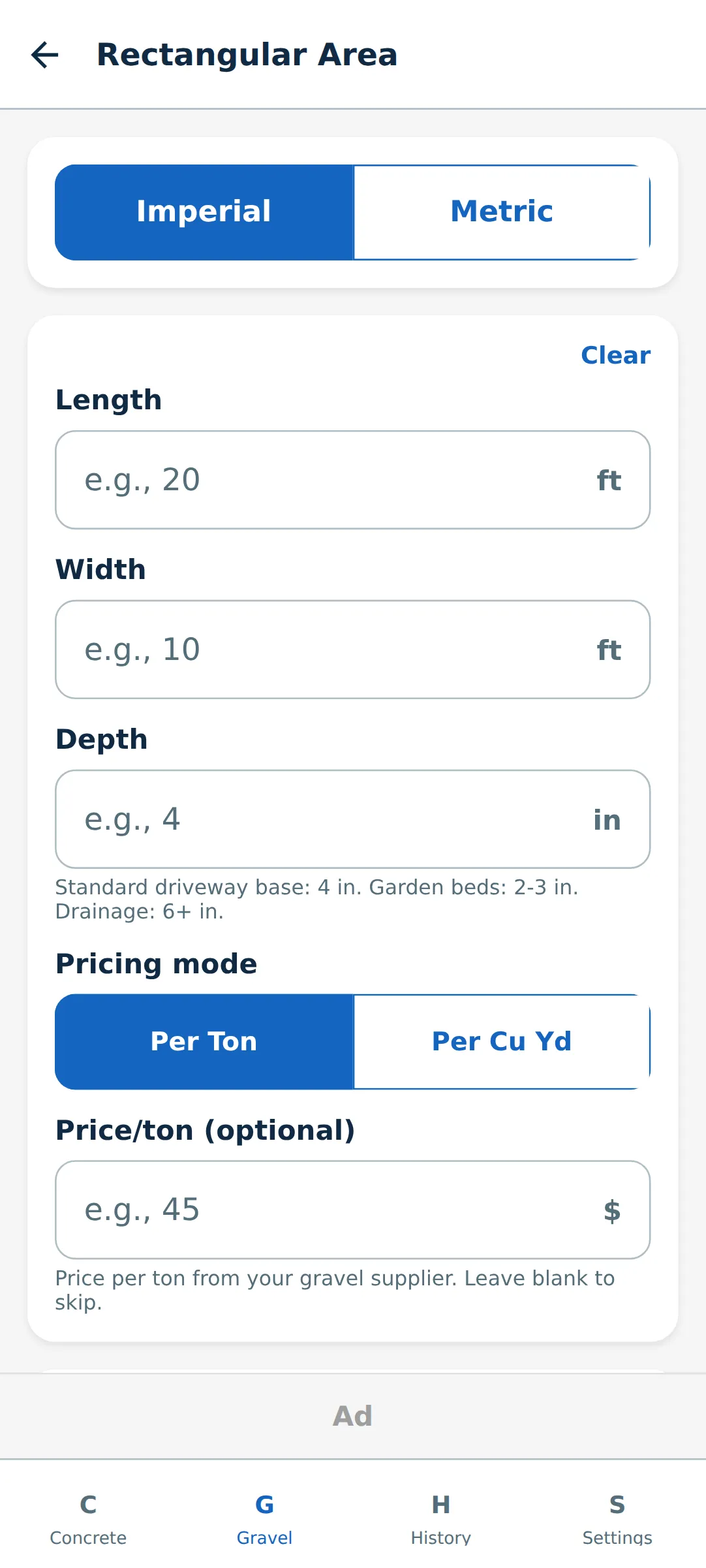 Concrete & Gravel Calc