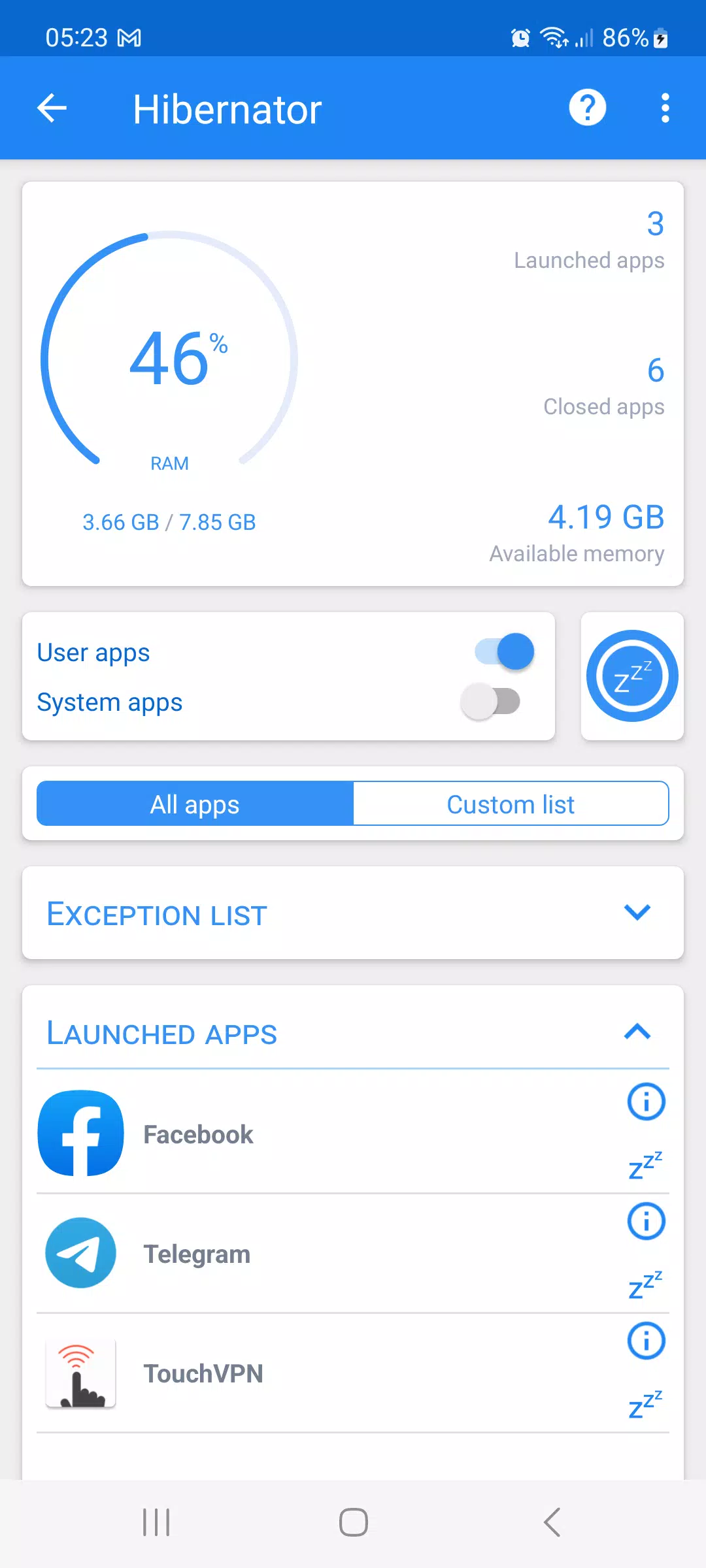 Hibernator:Force Stop Apps