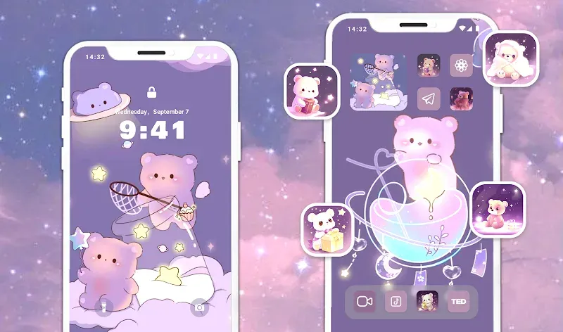 Glitter Wallpaper: Theme, Icon Mod