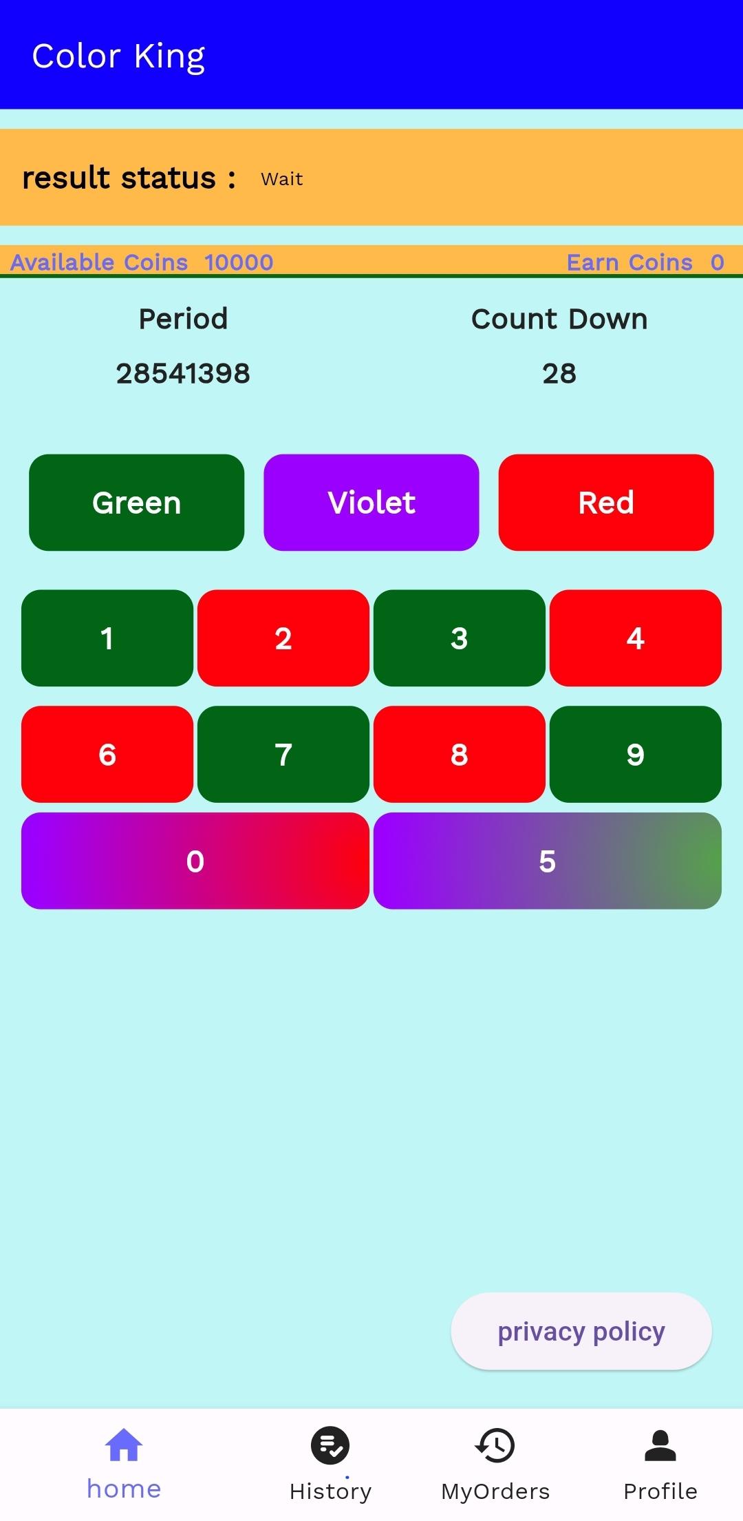 Color Prediction Game Color Prediction Game