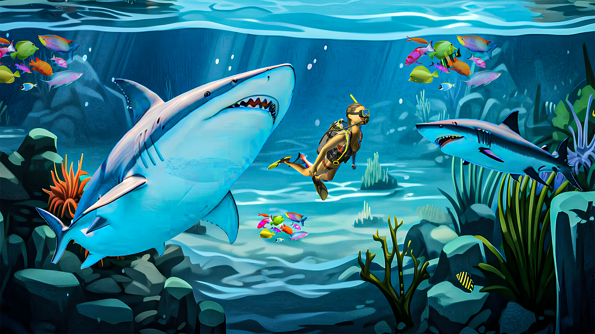 Shark Attack Games Offline